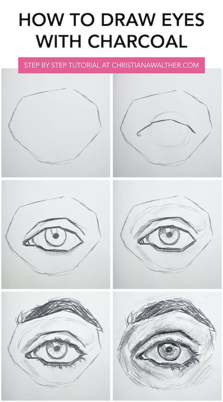 charcoal sketches of eyes