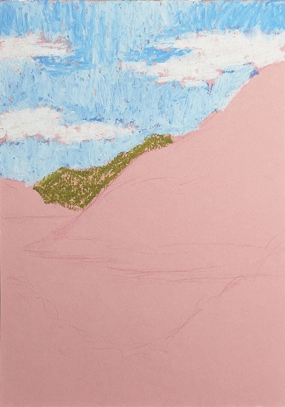 Oil pastels mountain landscape drawing for beginners