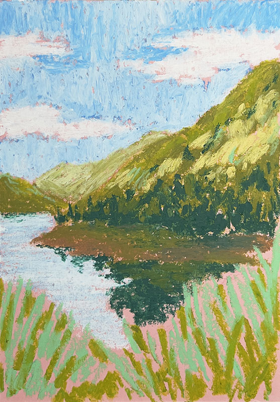 landscape drawing with oil pastels