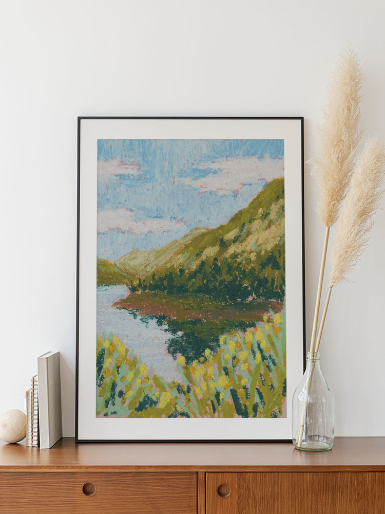 Mountain Landscape Oil Pastel Downloadable Print