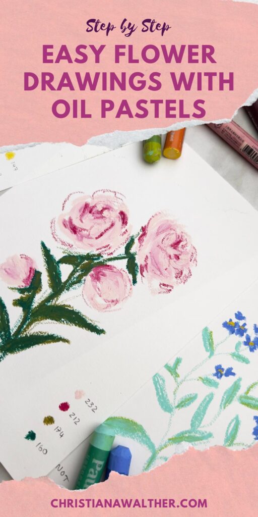 oil pastel flower drawings