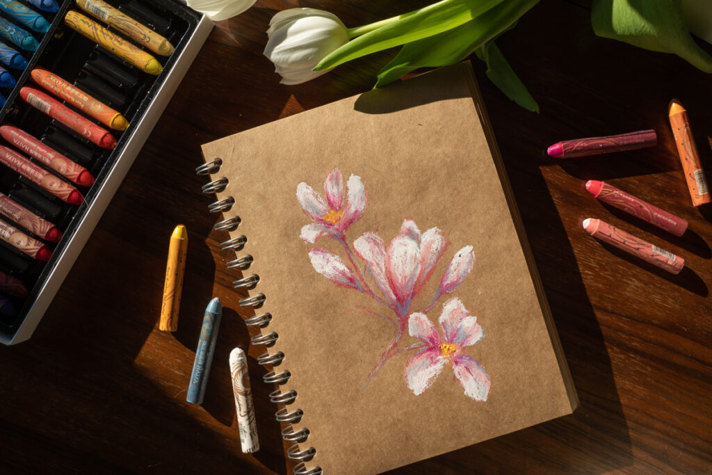 oil pastel flower drawing