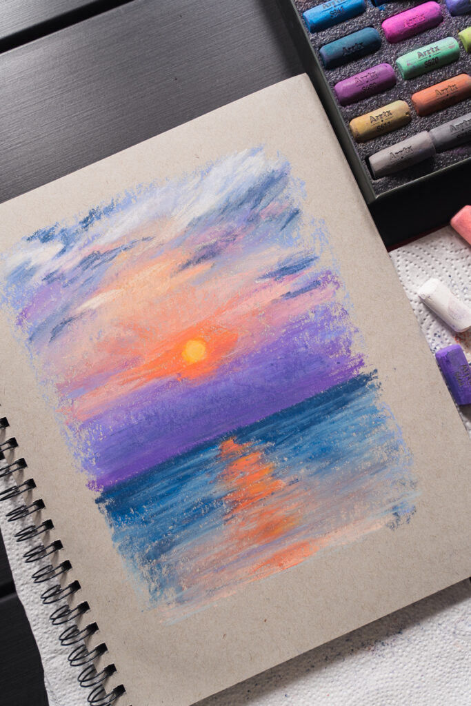 soft pastel sunset drawing